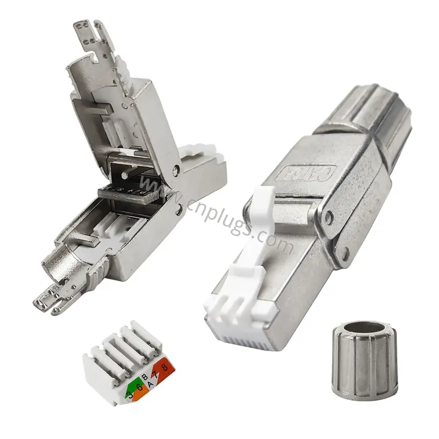 Werkzeuglos abgeschirmter Cat6A-Stecker