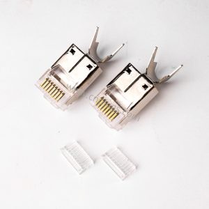 Cat6A Single Row Shielded RJ45 Modular Plug with Metal Shell