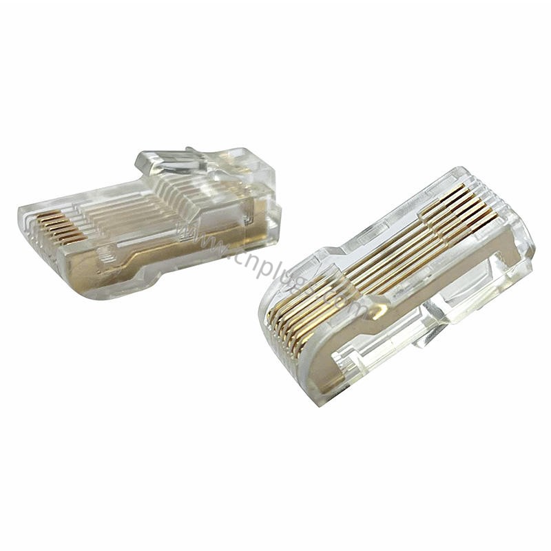 VFD Inverter RJ45 Connector Guide: Extended-Contact Plugs for Recessed Keypad & Panel Communication Ports 1 Industrial RJ45 modular plug connector male transparent L=26mm for inverter operation panel side view