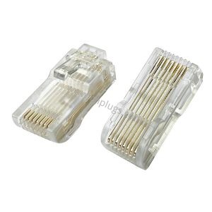 100pcs box packaging of transparent L=26mm RJ45 connectors for industrial OEM bulk assembly