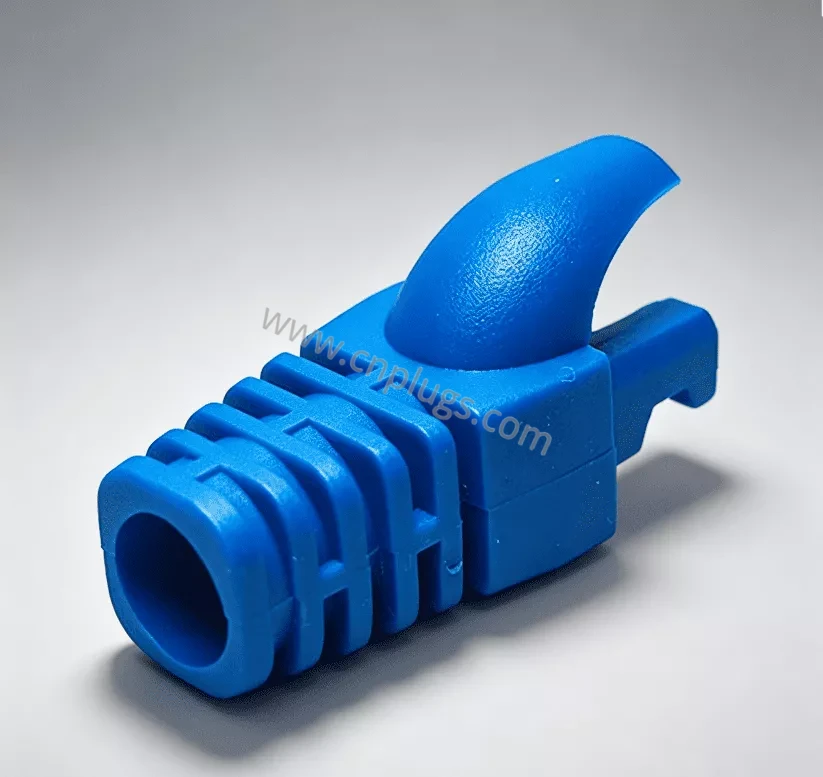 Produttore di stivali antistrappo RJ45 - Colori Cat5e Cat6 1 Flexible PVC RJ45 cable boot with tapered strain relief body and protective latch hood