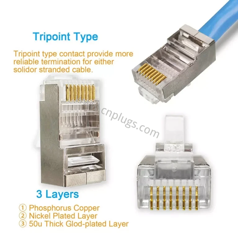 Cat5e 차폐 8P8C 모듈식 플러그 – STP/FTP RJ45 이더넷 커넥터, 8 위치 8 접점, 니켈 도금 금속 쉘, 50μ” 금 인청동 접점, 대량 OEM, 맞춤형 로고, 무료 샘플