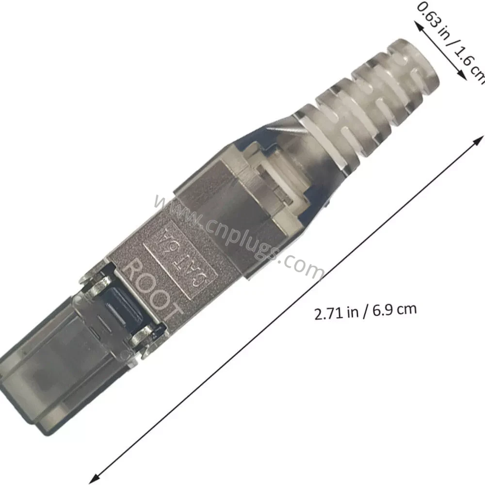 Abgeschirmter, werkzeugloser Feldabschlussstecker Cat6A – 8P8C STP/FTP-RJ45-Stecker mit Zinklegierungsgehäuse für 10 Gbit/s MPTL, kein Crimpwerkzeug, wiederanschließbar, OEM mit individuellem Logo, kostenlose Muster 3 Exploded view of Cat6A field termination plug showing PCB leadframe, colour-coded IDC load cap and shield clamp