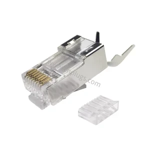 Cat6A shielded pass through RJ45 connector with zinc alloy shell for Cat7 S/FTP cable