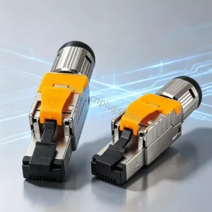 Cat8 toolless RJ45 connector with zinc alloy shielded 8P8C male plug and screw boot