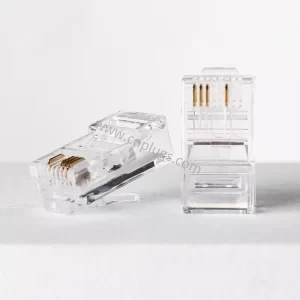 8P4C UTP modular plug with pure copper gold plated contacts in transparent RJ45-size body