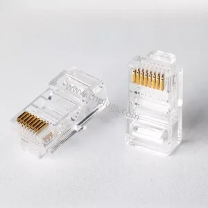 Custom logo Cat5e UTP RJ45 connector 8P8C modular plug with 50u gold plated contacts, OEM private label