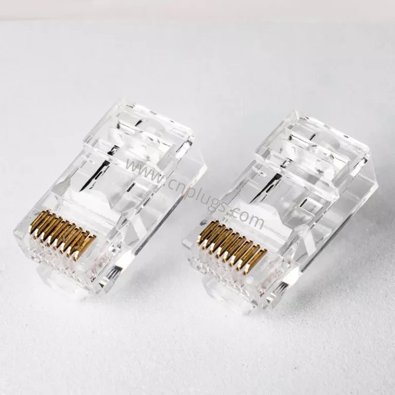 Conector RJ45 de paso Cat6: conector modular UTP sin blindaje de una sola fila 8P8C, contactos chapados en oro de cobre puro de 50 µ», logotipo personalizado OEM, muestras gratuitas