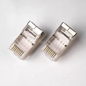Cat6 shielded RJ45 connector 8P8C FTP STP modular plug with pure copper nickel plated metal shell and 50u gold plated contacts