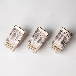 Cat6 shielded pass through RJ45 connector 8P8C FTP STP feed through modular plug with pure copper metal shell and 50u gold plated contacts