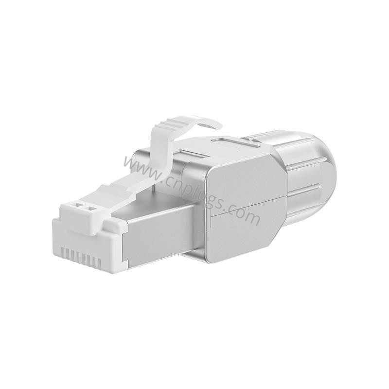 Werkzeuglos geschirmter Cat6A-RJ45-Stecker, Feldabschluss aus Zinklegierung für FTP/STP 10G 2 Cat6A toolless zinc alloy shielded RJ45 field termination plug for FTP STP 10G Ethernet