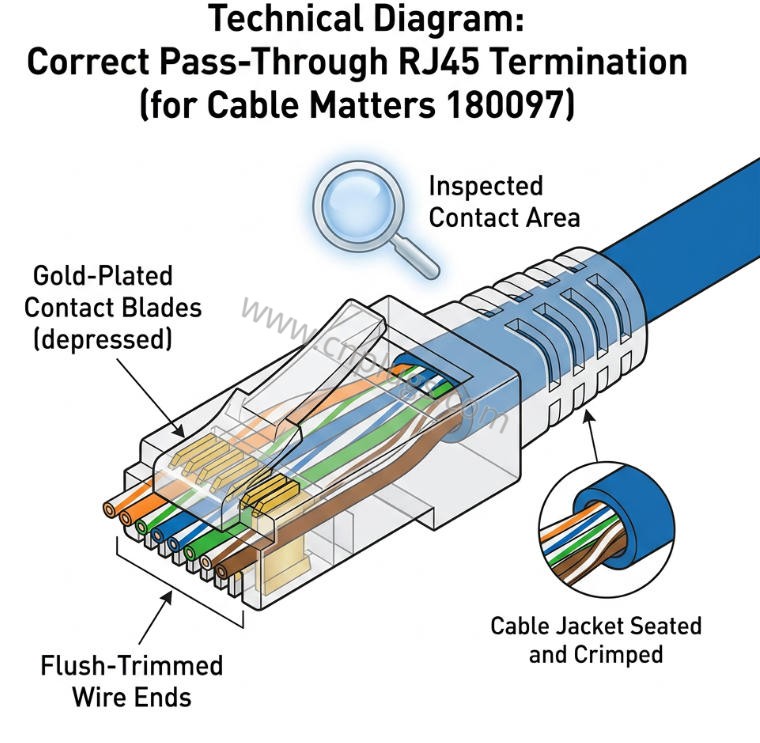 How to Terminate a Pass-Through RJ45 Plug Correctly 3 pass‑through RJ45