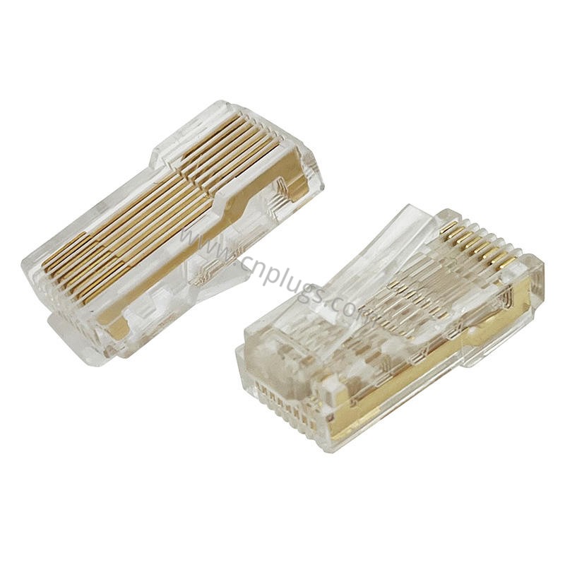 Cabeça de cristal RJ45 8P8C 26mm, plugue macho transparente para painel de operação do inversor (100 unidades/caixa) 4 26mm L=26 RJ45 crystal connector side profile for VFD keypad and Ethernet cable
