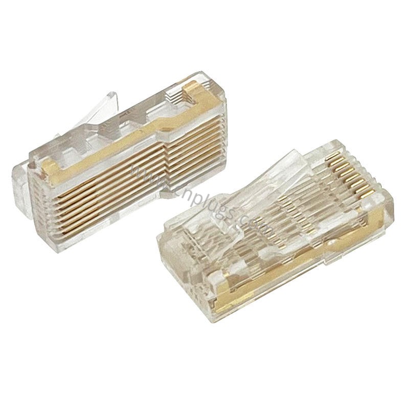 Cabeça de cristal RJ45 8P8C 26mm, plugue macho transparente para painel de operação do inversor (100 unidades/caixa) 2 100pcs box of transparent 26mm RJ45 8P8C crystal heads on inverter operation panel cable