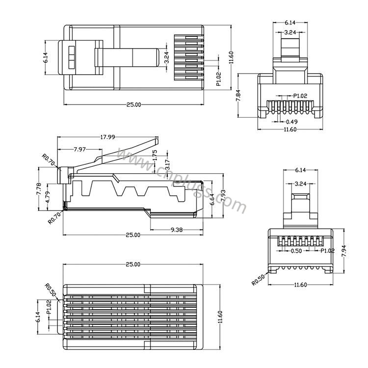 rj45-8p8c-crystal-head-26mm-inversor-operação-painel-plug-4 rj45 8p8c crystal head 26mm inverter operation panel plug 4 1