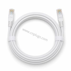 Cat5e UTP patch cord white 24AWG bare copper 1Gbps Ethernet cable with gold-plated RJ45 plugs, factory terminated by PROUNTA