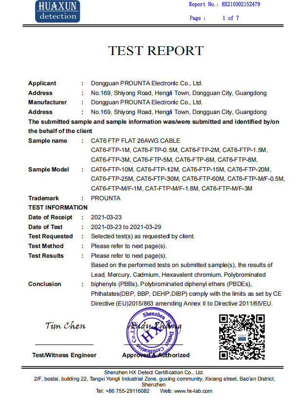 CE Test Report for Cat6 Round STP RJ45 Connector - PROUNTA Technical Documentation